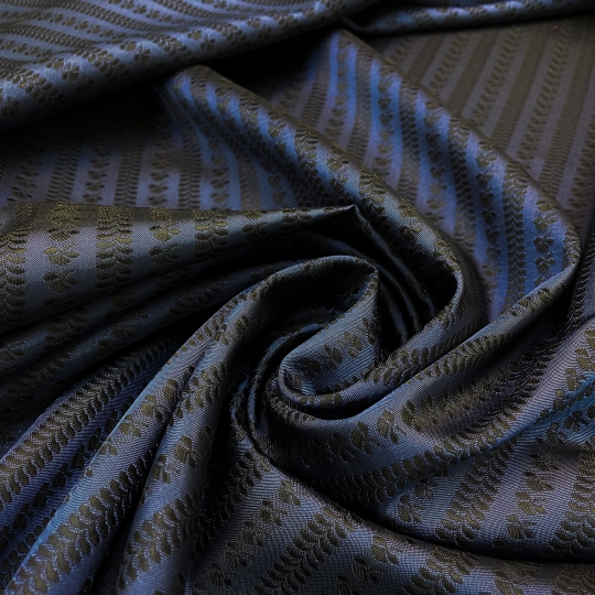 Подкладочная жаккардовая ткань для сумок сине-черного цвета 434886 Италия 450 рублей за метр