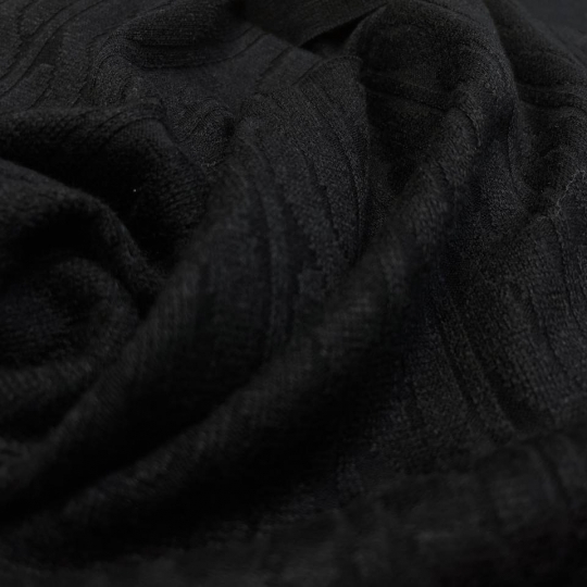 Трикотаж-косичка черного цвета 438014 Китай 980 рублей за метр