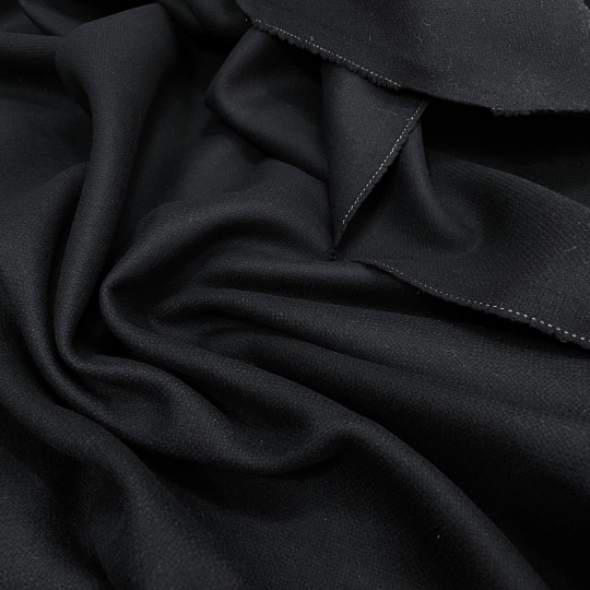 Пальтовая шерсть в чёрном цвете 440817 Италия 1480 рублей за метр